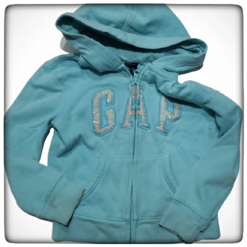 Girls GAP Light Blue Sparkle Gap Logo Hoodie-S